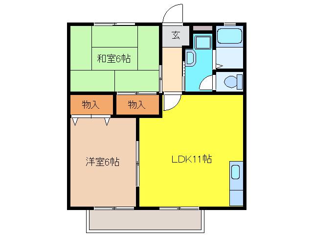 ボヌール(2LDK/2階)の間取り写真