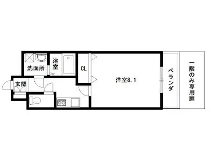 パークかえい(1K/1階)の間取り写真