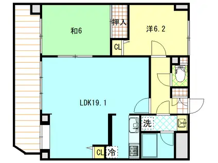 ナイスアーバンステイツ柏木(2LDK/1階)の間取り写真