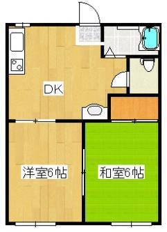 ハイツロゼC(2DK/2階)の間取り写真
