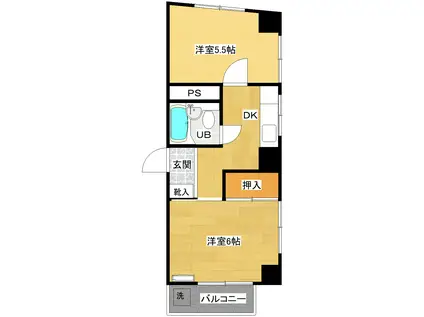 ライオンズマンション高田馬場(2K/1階)の間取り写真