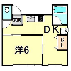 勝ハイツ(1DK/2階)の間取り写真