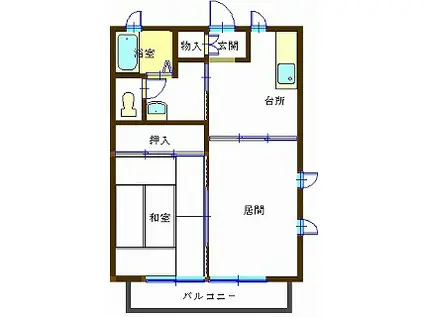 セントティファニー(2DK/1階)の間取り写真