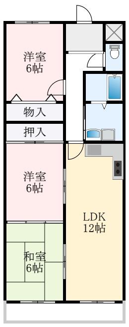 HIGASHIOマンション(3LDK/3階)の間取り写真