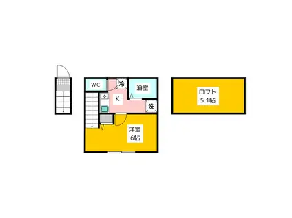 MURET東伏見(1K/2階)の間取り写真