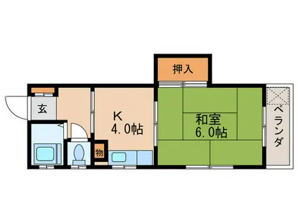 コーポヨコタ(1K/2階)の間取り写真