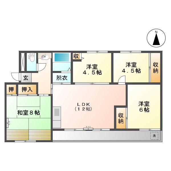 ワイズタウン 2棟(4LDK/4階)の間取り写真