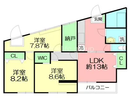 ハウスK(3LDK/2階)の間取り写真