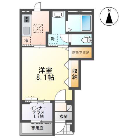 オリーブ(1K/1階)の間取り写真