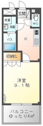 ディアフォンテーヌ A棟(1K/2階)の間取り写真