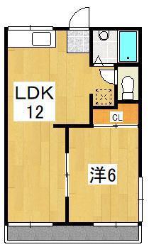 日の出ハイツ(1LDK/2階)の間取り写真
