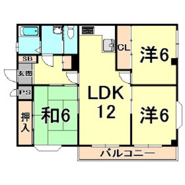 甲東イーストマンション(3LDK/1階)の間取り写真