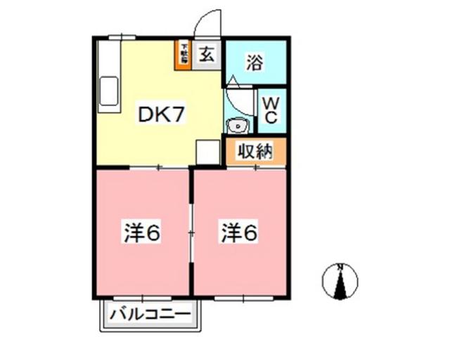 リッチネス図子山 B(2DK/1階)の間取り写真