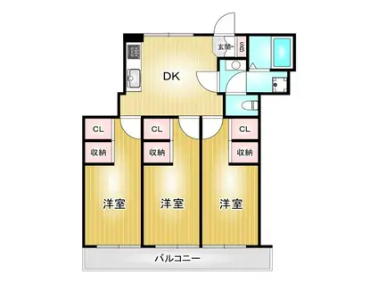 プロクシーフレンズ八事(3DK/2階)の間取り写真