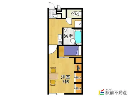 レオパレスもろどみII(1K/1階)の間取り写真