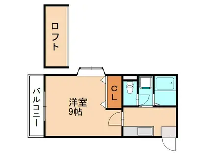 リバティハウスA(1K/2階)の間取り写真