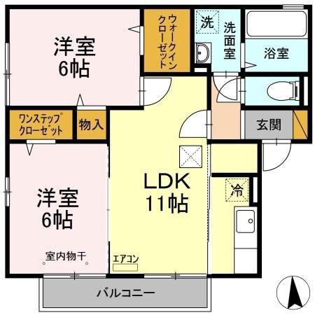 ラ・メール(2LDK/1階)の間取り写真