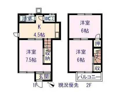 黒瀬長屋(3K/1階)の間取り写真