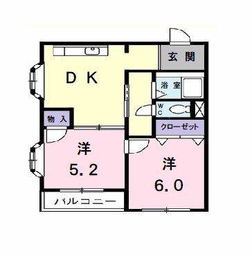 ノーヴァ エスト(2DK/1階)の間取り写真