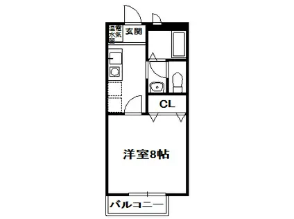 コンディシープル南が丘B棟(1K/1階)の間取り写真