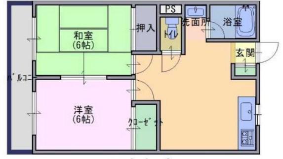 長田コーポ(2LDK/3階)の間取り写真