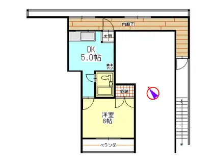 マイム池尻(1DK/2階)の間取り写真