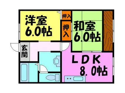 メゾン弥栄(2LDK/2階)の間取り写真