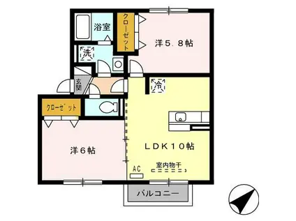 TROIS JOURS II(2LDK/2階)の間取り写真