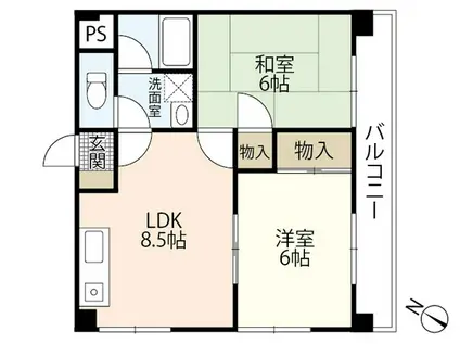 太陽ビル(2DK/2階)の間取り写真