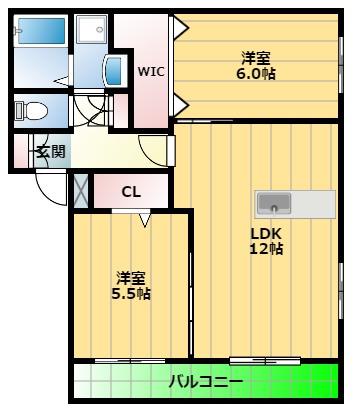 ヴィラフォレスト(2LDK/1階)の間取り写真