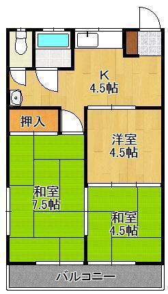 西田ビル(3K/3階)の間取り写真