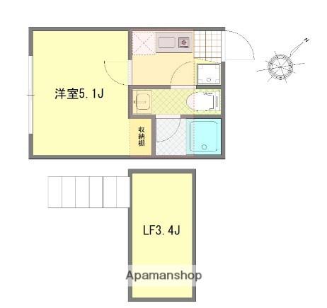 ビーコレクト富士見町1号棟(1K/2階)の間取り写真