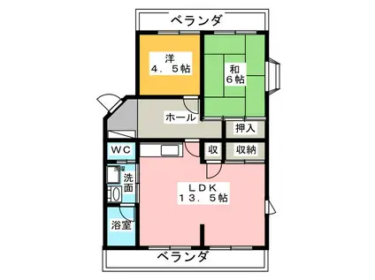 メゾンド ロイヤル(2LDK/4階)の間取り写真