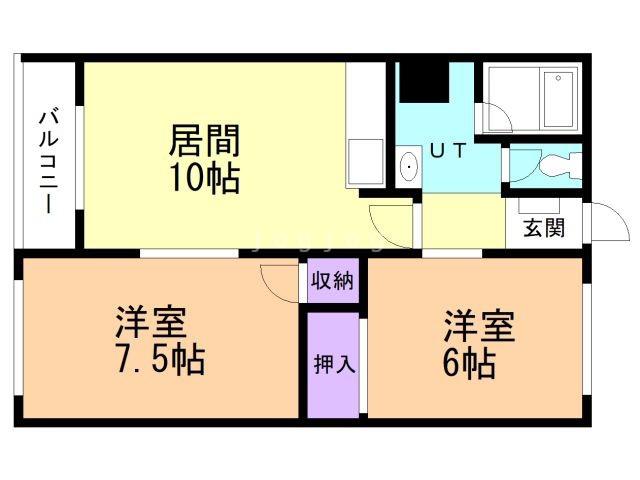 細田マンションII(2LDK/3階)の間取り写真