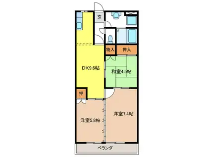 SAFETY レジデンスTII(3DK/2階)の間取り写真