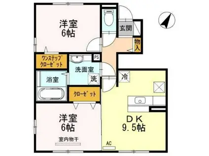 ロイヤルパレス I(2DK/1階)の間取り写真