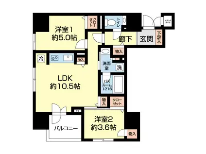 クリオ札幌大通(2LDK/8階)の間取り写真