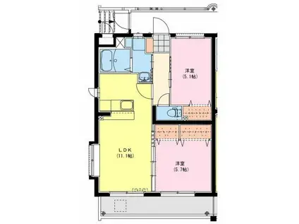 ローズマリー(2LDK/2階)の間取り写真
