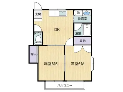 ハイツトダI(2DK/2階)の間取り写真