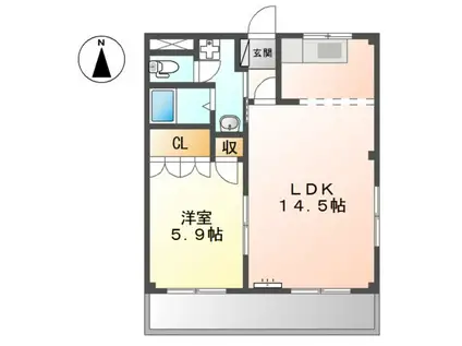ホワイトハウス草間(1LDK/1階)の間取り写真