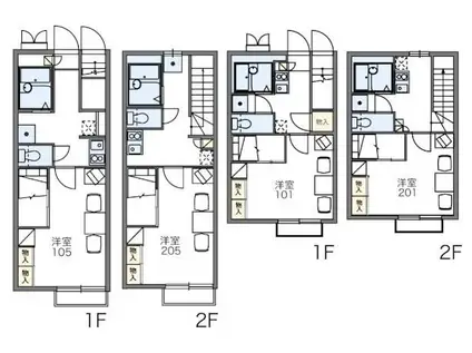 レオパレスシャルム(1K/1階)の間取り写真