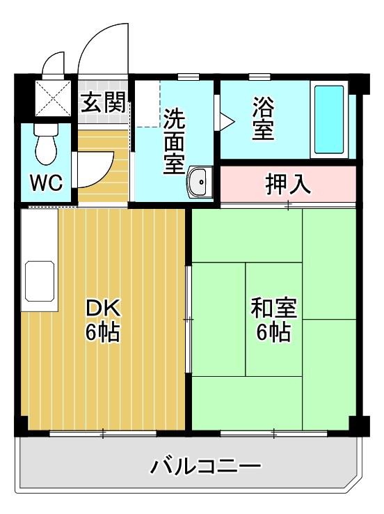 ボヌール片野(1DK/3階)の間取り写真