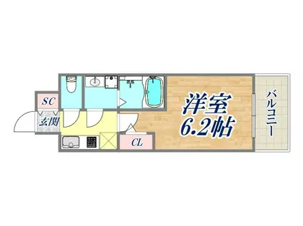 エスリード神戸グランドール(1K/14階)の間取り写真