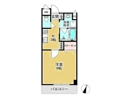 SAIKYO SAKURAGI BL(1K/6階)の間取り写真