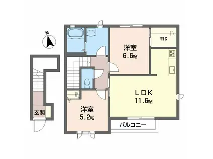 アルカンシエル B棟(2LDK/2階)の間取り写真