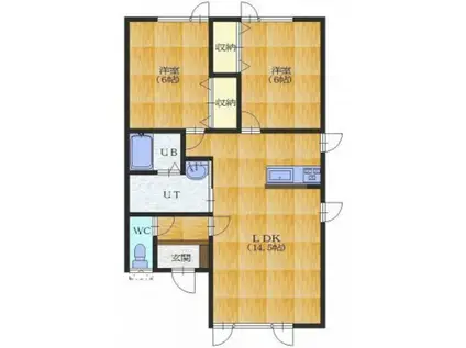 アムールドコーポII(2LDK/1階)の間取り写真