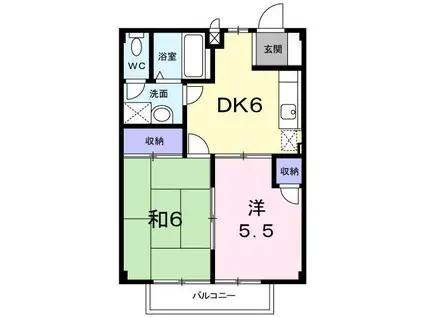 JR大糸線 柏矢町駅 徒歩4分 2階建 築27年(2DK/1階)の間取り写真