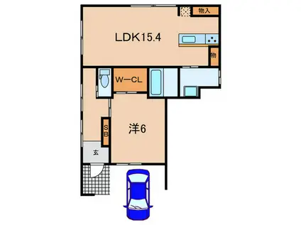 野上4丁目ハイツ(1LDK/1階)の間取り写真