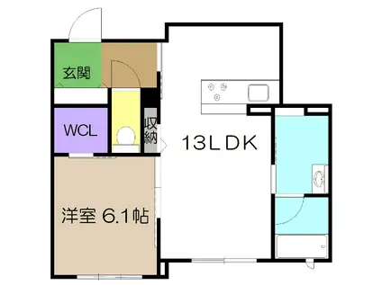 ベレオガーデンズHATA(1LDK/1階)の間取り写真