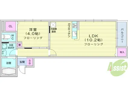 GRANDCHARIOT 大和町(1LDK/3階)の間取り写真
